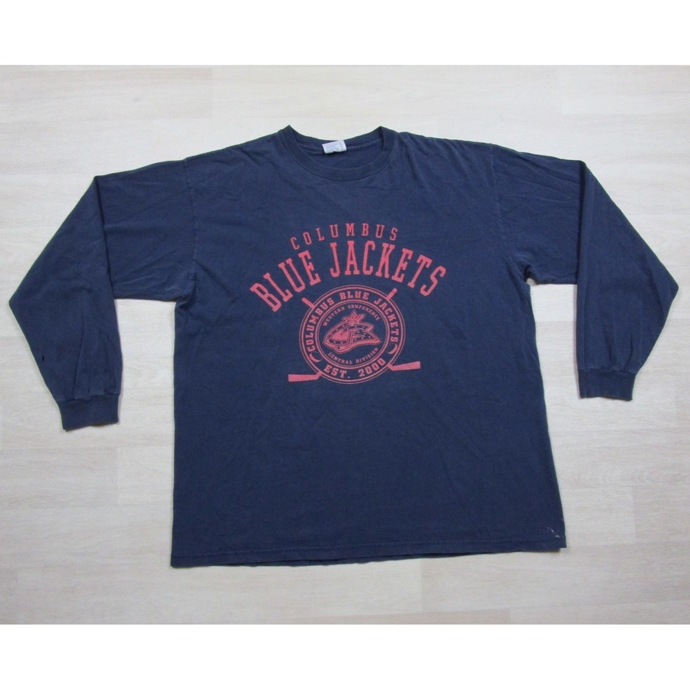 Vintage Y2K Columbus Blue Jackets T Shirt Mens (XL) Long Sleeve NHL Hockey  2000